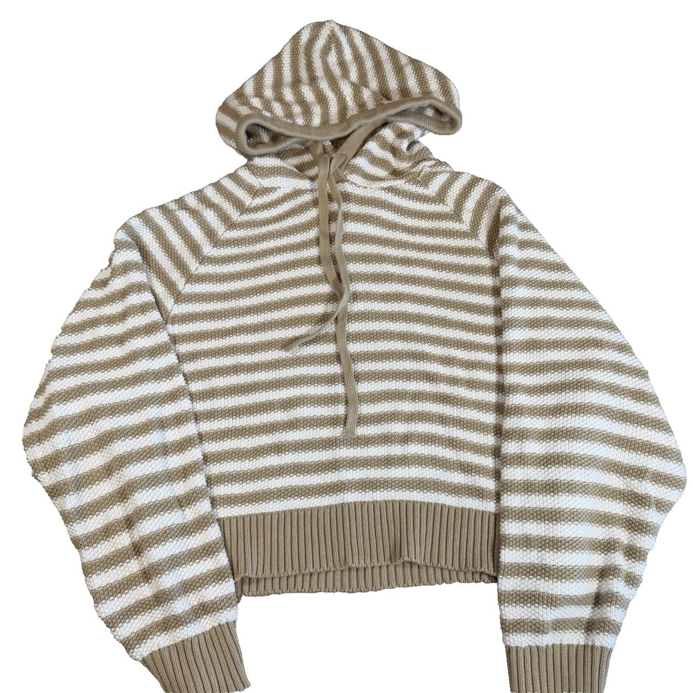 American Eagle Womens M 100% Cotton Striped Hooded Sweater